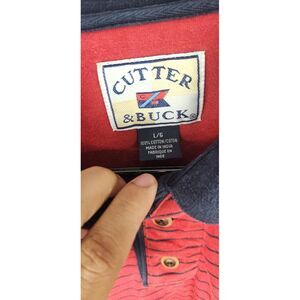 Vintage Cutter & Buck Polo Shirt Mens Large Red Striped Short Sleeve Retro 90s